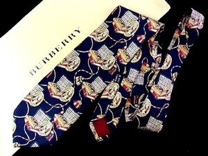 ♪今週の特売980円～♪3459♪良品【BURBERRY】バーバリー【本 スカーフ ハンカチ フレーム タッセル 柄】ネクタイ♪