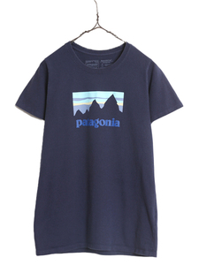 18年製 パタゴニア プリント 半袖 Tシャツ レディース М / Patagonia アウトドア グラフィック ステッカー レスポンシビリティー ネイビー