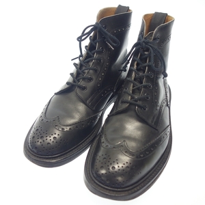 美品◆トリッカーズ レザーシューズ カントリーブーツ レースアップ モールトン M2508 ブラック UK7.5 Tricker