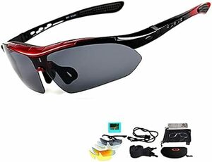 [VILISUN] 偏光スポーツサングラス UV400 軽量 偏光レンズ スポーツグラス 交換レンズ5枚 釣り 自転車 野球 ゴル