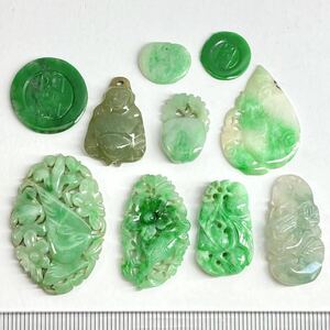 彫刻!!●天然本翡翠10点おまとめ104ct●s ルース 裸石 宝石 ジュエリー jewelry ジェイダイト jadite jade ヒスイ ひすい