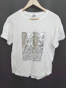 ◇ ViCHIC. ヴィシック 装飾スパンコール 半袖 Tシャツ カットソー ホワイト レディース P