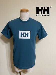 HELLY HANSEN ヘリーハンセン アウトドア ボックスロゴ クールネック Tシャツ サイズL 半袖 青緑 HE62028 ゴールドウィン