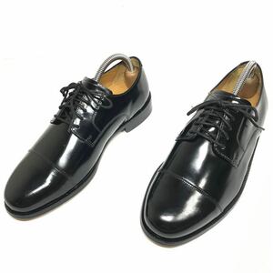 未使用品【コールハーン】本物 COLE HAAN 靴 24.5cm 黒 ストレートチップ ビジネスシューズ 外羽根式 本革 レザー 男性用 メンズ 6 1/2 W