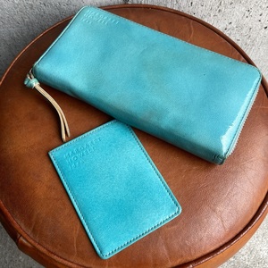 MHL. MARGARET HOWELL IDEA Wallet マーガレットハウエル アイデア アトランティック ラウンドジップ 長財布 ターコイズ ブルー パスケース