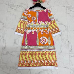 【美品/シルク100%】Emilio Pucci エミリオプッチ ロングワンピース プッチ柄 総柄 38 Mサイズ相当 華やか お呼ばれ 伸縮性あり ストレッチ