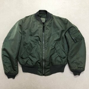 ●ALPHA INDUSTRIES アルファインダストリーズ フライトジャケット MA-1 アウター ナイロン USA製 ミリタリー カーキ sizeL 0.76kg●