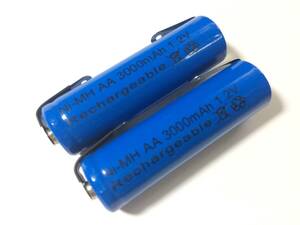 タブ付き 単3形 ニッケル水素電池 Ni-MH 3000mAh 1.2V 2本組