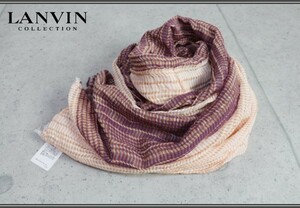 新品ランバン コレクション 春夏 リネン コットン シワ加工 ストール/橙深赤 定価2.1万円LANVIN COLLECTION/