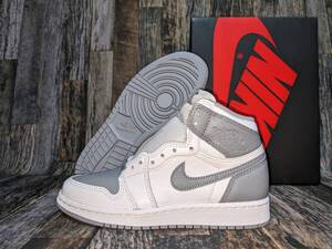 残少 22.5cm/3.5Y NIKE AIR JORDAN 1 RETRO HIGH OG GS 検 575441-037 エアジョーダン1 レトロ ハイ ホワイト/スチールグレー 白/灰