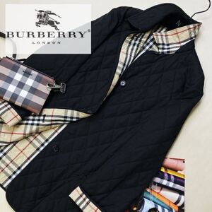 s17 綺麗　ロング丈シルエット◎参考価格15万●BURBERRY LONDON●上品の最高級〜高級キルティングコート バーバリーコート イギリス製　