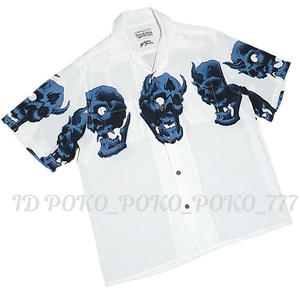 即決 希少 直営店限定 WACKOMARIA ワコマリア × 56 TATOO HAWAIIAN SHIRT アロハシャツ アロハ シャツ クリーニング済み (ク引白)