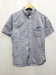 ◇ ◎　Θ BEAMS ビームス ギンガムチェック柄 半袖 シャツ サイズM ブルー メンズ P