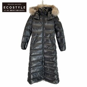 美品/国内正規 MONCLER モンクレール HUDSON ファー付フーディダウン コート 0 ブラック レディース