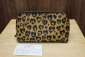 ★【中古品】COACH コーチ ポーチ ワイルドハート オセロット柄 化粧ポーチ バッグ【Y406021】★