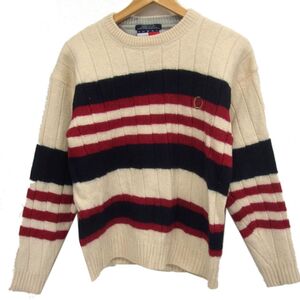 90s☆TOMMY HILFIGER トミーヒルフィガー クルーネック ウールニット セーター メンズ 1円スタート