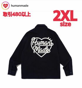 HUMAN MADE 2023FW WOOL CPO SHIRTS NAVY HEART 2XLサイズ ヒューマンメード ヒューマンメイド ウール CPO シャツ ネイビー ハートXXL