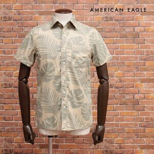 春夏/AMERICAN EAGLE/Sサイズ/カジュアル シャツ 2154-5974 ストレッチ ボタニカル柄 胸ポケット 半袖 新品/ベージュ/ih123/