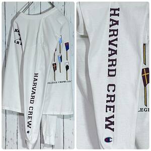 Champion チャンピオン HARVARD CREW ハーバード大学 ボート部 カレッジリント 両面袖プリント 長袖Tシャツ ロンT ホワイト M 20203006