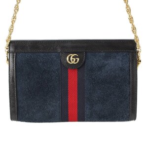 【グッチ】Gucci　オフィディア シェリーライン スエード チェーン ショルダーバッグ 503877 ネイビー 【中古】【正規品保証】210593