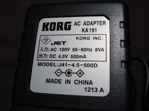 Korg コルグ KA191 電源アダプター ACアダプター センタープラス 4.5V 500mA 中古 動作品 送料一律520円 同梱可