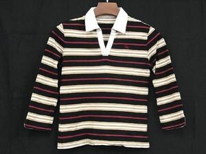 ■美品■ BURBERRY バーバリー コットン ボーダー 長袖 ポロシャツ トップス 表記サイズ 160A 洋服 キッズ ブラック系 DD7699