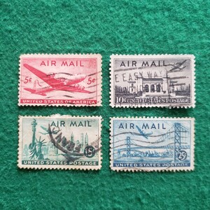 アメリカ合衆国切手 UNITED STATES POSTAGE ★4枚 AIR MAIL/外国切手