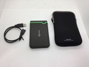 ◆04091) Transcend ポータブルHDD 1TB 耐衝撃 スリムタイプ USB3.1 Gen1 アイロングレー TS1TSJ25M3S 中古