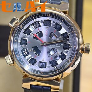 本物 新品同 ルイヴィトン 極希少 K18 タンブール オトマティック スピンタイム GMT メンズウォッチ 金無垢紳士自動巻腕時計 箱 保証書付