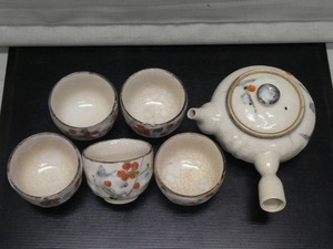 ●時代物 金彩 梅図 茶器揃え 急須 汲出し5客 古 煎茶道具 番茶器●