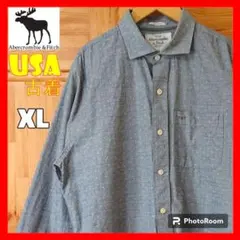 USA 古着 Abercrombie & Fitch 長袖 シャツ グレー XL