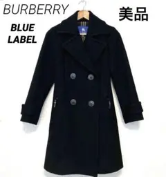 美品【BURBERRY BLUE LABEL】ダブル AラインコートM ブラック