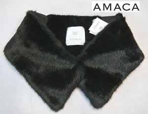 ■AMACAアマカ ミンク風フェイクファーティペット/ブラック15,400円■