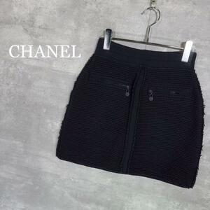 『CHANEL』シャネル (36) ニット切替ミニ丈スカート