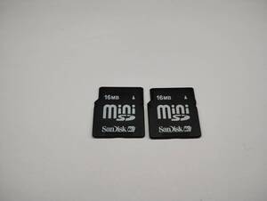 2枚セット　16MB　メガバイト　SanDisk　miniSDカード　メモリーカード