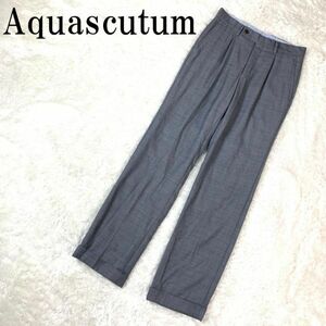 Aquascutum カジュアルパンツ ネイビーブルー アクアスキュータム 青 紺色 ウール100％ 73 B5702