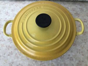 Y1178☆LE CREUSET ルクルーゼ　20　 両手鍋 フランス製　イエロー　黄色【未確認】