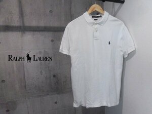 POLO RALPH LAUREN/ポロ ラルフローレン SLIM FIT ポニー刺繍 半袖 ポロシャツ L/鹿の子 スリム 半袖シャツ/白 ホワイト/メンズ