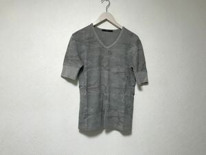 本物エーケーエムAKMエイケイエムコットンVネック迷彩柄カモフラ半袖TシャツメンズサーフアメカジミリタリーゴルフドレスグレーS日本製