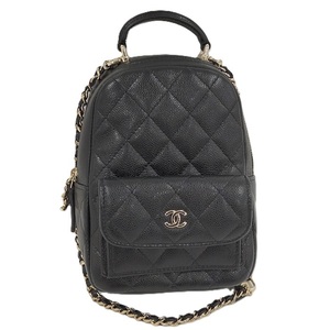 CHANEL ミニバックパック マトラッセ レザー ブラック AP3753