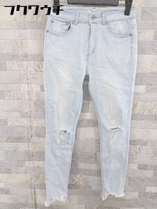 ◇ JEANASIS ジーナシス ダメージ加工 カットオフ ストレッチ デニム調 スキニー パンツ サイズS ライトブルー レディース