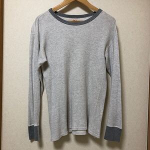 送料込 日本製 THE FLAT HEAD 長袖 サーマル Tシャツ 40 ツートン USED フラットヘッド ワッフル ロンT アメカジ 古着 USED Ralph