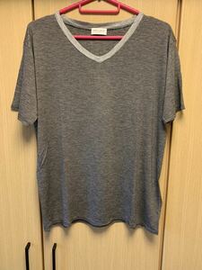 国内正規 14SS SAINT LAURENT PARIS サンローラン パリ ボーダー Ｖネック Ｔシャツ 灰×黒 S 316158 Y2AB0