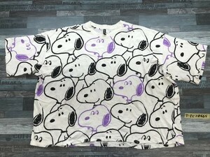 H&M エイチアンドエム × SNOOPY スヌーピー レディース 総柄 オーバサイズ 半袖Tシャツ M 白