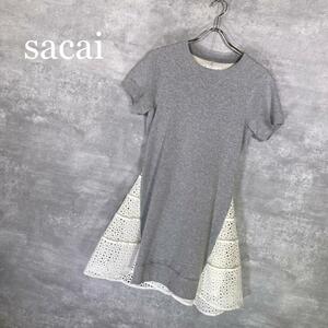 『sacai』サカイ (2) 異素材切替 スウェットワンピース