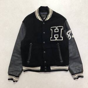 ● TOMMY HILFIGER トミーヒルフィガー スタジャン アウター バックデザイン ヴィンテージ 古着 牛革 ブラック sizeS/P メンズ 1.44kg