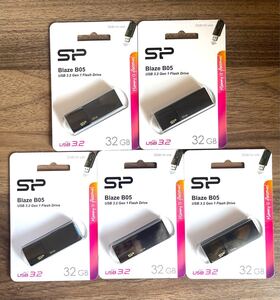 USBメモリー 32GB シリコンパワー USB3.0 スライド式【5個セット】