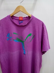 ★E048 PUMA 半袖Tシャツ カラーTシャツ スポーツブランド サイズXL 薄紫 