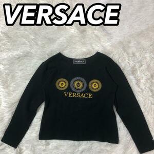 VERSACE ヴェルサーチ ベル 長袖シャツ スウェット セーター ブラック 黒色 刺繍 レディース キッズ ジュニア 子供 ボーイズ ガール