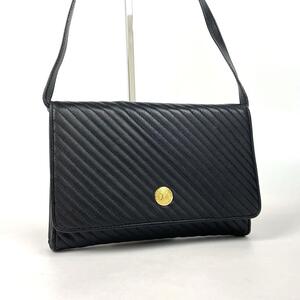 美品■CELINE セリーヌ キルティング ショルダーバッグ 2way クラッチバッグ トリオンフ ゴールド金具 カーフレザー クロスボディ ブラック